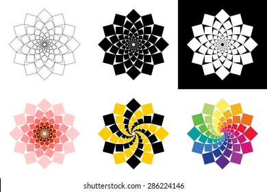 Swirling squares mandala, vector illustration