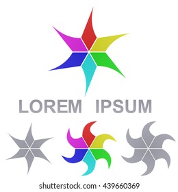 Swirling star logo vector symbol design template set.
