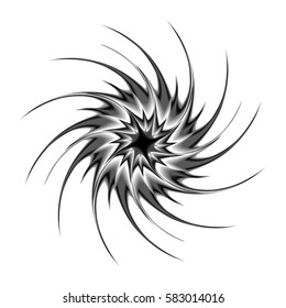 swirling Star with rays white  in space isolated, vector, black and white portal