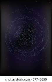 Swirling stars are layered on 5 different layers to make it easy to add or subtract. Star shapes are also on separate layer. Background is created with a Gradient Mesh.