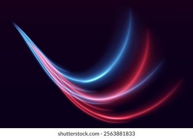 Swirling streams of neon light. Laser beams, horizontal light pattern. Vector illustration. Eps 10.
