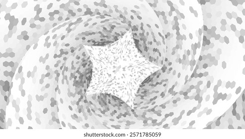 The swirling surface, composed of multi-colored hexagons, creates a bright and dynamic pattern, attracting attention with its depth and variety of colors. Vector illustration