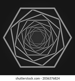 Swirling symbol. Optical illusion. Tunnel abstract. Twisted colored circle 3d. Design with neon, stroke, lines and flow. Vector illustration.