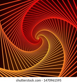 Swirling symbol. Optical illusion. Twisted structure. 3D wireframe abstract tunnel. Vector illustration.