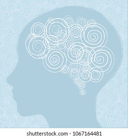 swirling thoughts - brain creative image - vector illustration