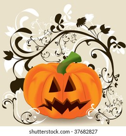 A swirling vector illustration of pumpkins