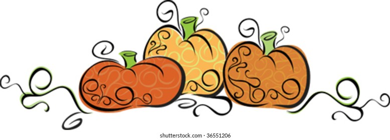 A swirling vector illustration of pumpkins, would make nice embellishment for fall party invitation or recipe