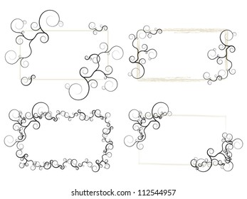 Swirls Black ornaments on the white background