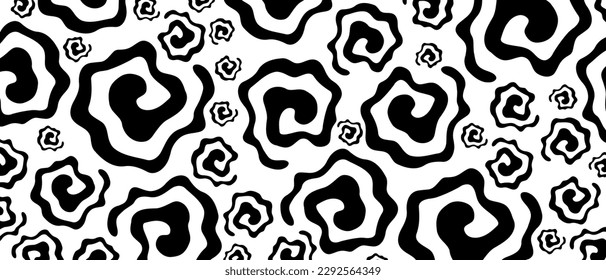 Swirls in cartoon comic style. Twisted gothic pattern background. Gothic abstract vector texture.