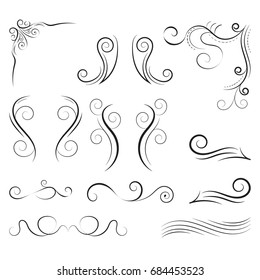 Set Ornamental Filigree Flourishes Thin Dividers Stock Vector (Royalty ...