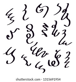 Swirls and curves in doodle style used for Underlines, borders, dividers. vector 