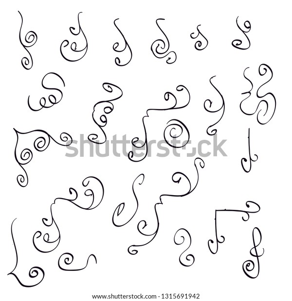 Swirls and curves in doodle style used for\
Underlines, borders, dividers. vector\
