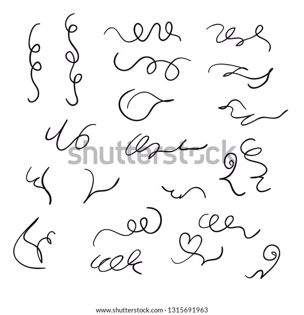 Swirls and curves in doodle style used for\
Underlines, borders, dividers. vector\
