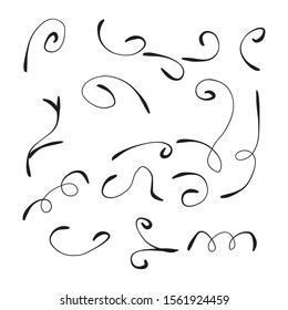 Swirls and curves. Underlines, borders, dividers.  Set of doodles. Collection of hand drawn flourishes.
