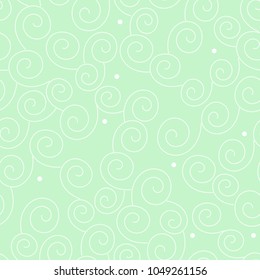 Swirls and dots on green background