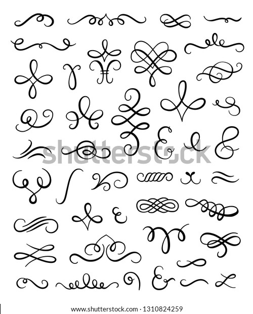 Swirls Flourishes Vector Collection On White Stock Vector (Royalty Free ...