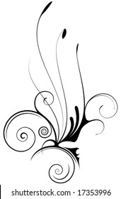 Swirls and flowers.