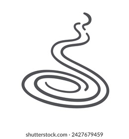 Swirls of food or coffee aroma, steam icon. Circle movement of pleasant or unpleasant odor, cooking meal smell, smoke from smoking cigarettes. Wind and steam icon of doodle style vector illustration