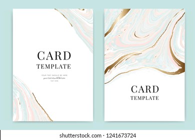 Swirls of marble or the ripples of agate. Liquid marble texture and metallic. Fluid art. Wedding invitation, RSVP, thank you cards. Vector elegant rustic template
