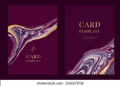 Swirls of marble or the ripples of agate. Liquid marble texture and metallic. Fluid art. Wedding invitation, RSVP, thank you cards. Vector elegant rustic template