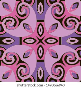 Swirls ornamental vector seamless pattern. Gold abstract floral  background. Modern geometric repeat backdrop. Beautiful vintage ornament with swirl lines, shapes. Endless ornate decorative texture.