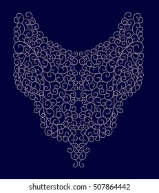 Swirls pattern , neck line designs. Vector illustration hand drawn. Fashion wedding embroidery pattern. Line art. T-shirt print.