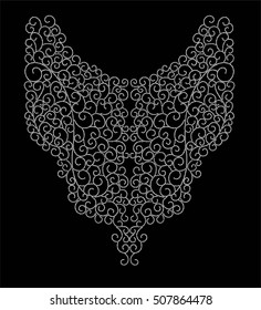 Swirls pattern , neck line designs. Vector illustration hand drawn. Fashion wedding embroidery pattern. Line art. T-shirt print.