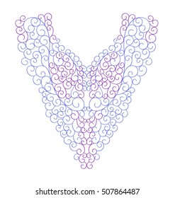 Swirls pattern , neck line designs. Vector illustration hand drawn. Fashion wedding embroidery pattern. Line art. T-shirt print.
