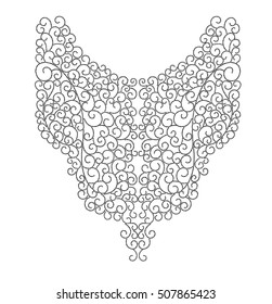 Swirls pattern , neck line designs. Vector illustration hand drawn. Fashion wedding embroidery pattern. Line art. T-shirt print.