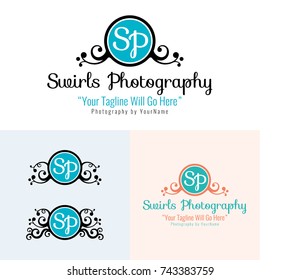 Swirls Photography Logo and Icon - Vector Illustration - Template