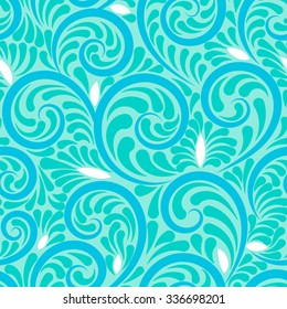 Swirls seamless abstract background with blue curls and soft colors