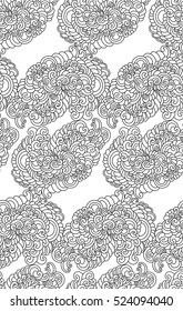 Swirls seamless background pattern in oriental style . Vector illustration hand drawn. Wrapping paper , fabric swatch.