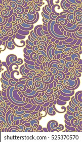 Swirls seamless background pattern in oriental style . Vector illustration hand drawn. Wrapping paper , fabric swatch.