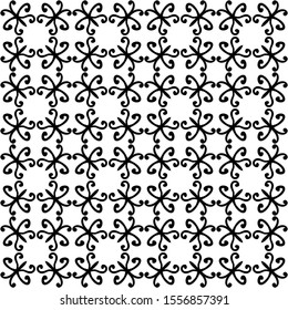 Swirls seamless pattern, seamless fabric print, linear seamless print, black and white vector illustration.