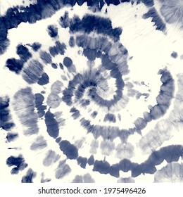 Swirls vector pattern. Watercolor background. Contemporary art. Trendy tie dye pattern. Brushstrokes of paint. Abstract modern art. Blue indigo colors on white background.