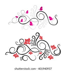 swirls vector seamless butterfly flowers