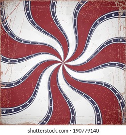 Swirly abstract background with grunge effects. American flag colors. Eps10 vector. 