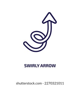 swirly arrow icon from user interface collection. Thin linear swirly arrow, swirly, collection outline icon isolated on white background. Line vector swirly arrow sign, symbol for web and mobile