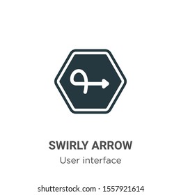 Swirly arrow vector icon on white background. Flat vector swirly arrow icon symbol sign from modern user interface collection for mobile concept and web apps design.