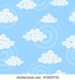 Swirly clouds seamless pattern.