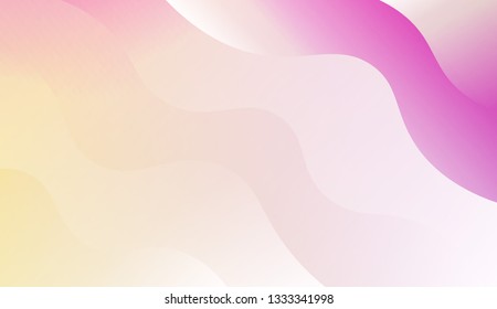 Swirly Colorful Vibrant Shapes. Abstract wave shape with gradient color. Warm colors. Vector illustration. Light purple, yellow Gradient.
