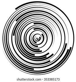 Swirly concentric, segmented circles. Abstract vector illustration