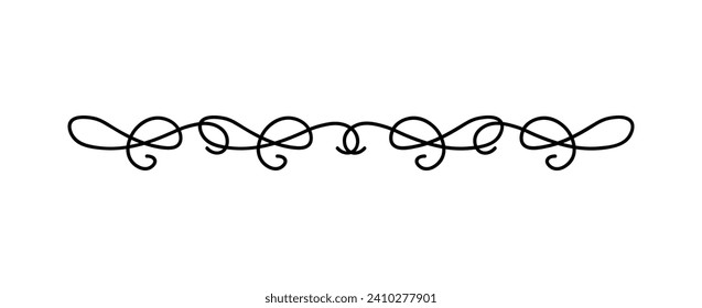 Swirly divider of black line set. This swirly divider artwork with crazy curves is perfect for adding a touch of artistry to your projects. Vector illustration.