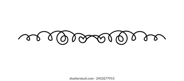 Swirly divider of black line set. Minimalism is always in style, and this minimalist divider with delicate black lines is no exception. Vector illustration.