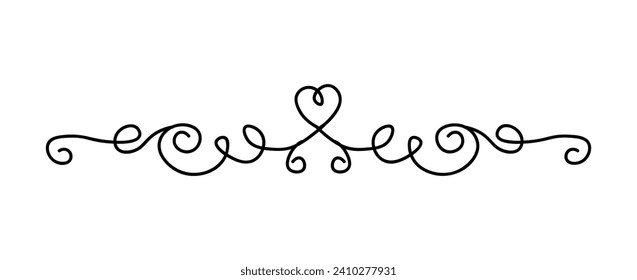 Swirly divider of black line set. This graceful curves and minimalistic design make it a versatile choice for enhancing your designs. Vector illustration.
