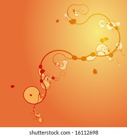 Swirly floral grunge abstract patterns on gradient background