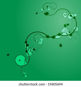 Swirly floral grunge abstract patterns on gradient background