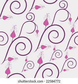 Swirly flowers seamless pattern