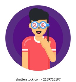 A Swirly Glasses Prank Icon In Flat Design 

