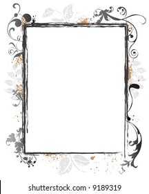 Swirly Grunge Picture Frame Border - Vector